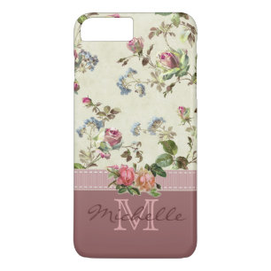 Capa Para iPhone Da Case-Mate Nome do Monograma de Rosa Floral Elegante