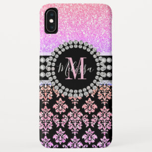 Capa Para iPhone Da Case-Mate Nome do Monograma do Glitter Minigráfico Rosa