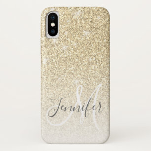Capa Para iPhone Da Case-Mate Nome do Monograma do Glitter Sparkle Girard Dourad