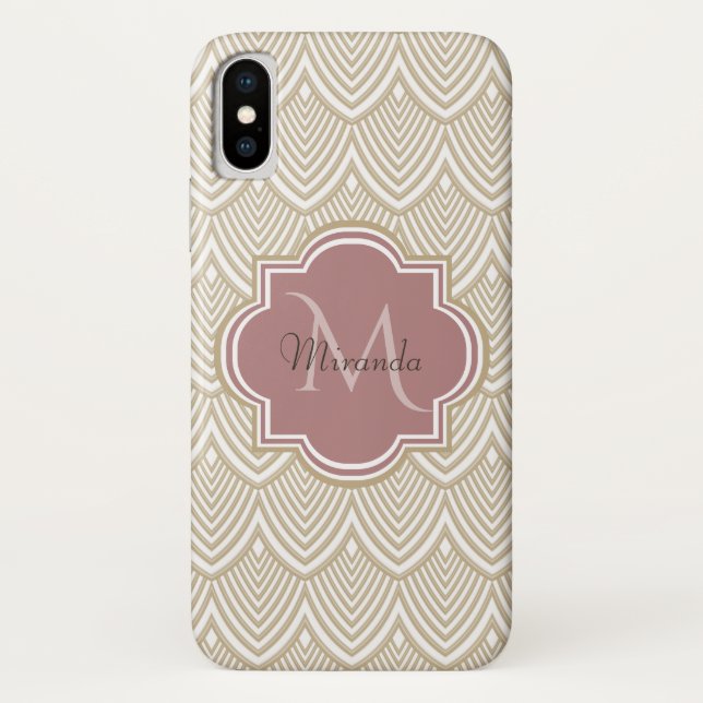 Capa Para iPhone, Case-Mate Nome do Monograma do Mauve Scallops Archado de na  (Verso)