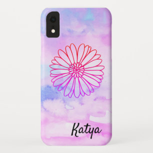Capa Para iPhone Da Case-Mate Nome do Monograma do Padrão Floral Colorido de Á
