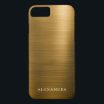 Capa iPhone 8/7 Nome do Monograma Metálico de Folha de Ouro Luxo<br><div class="desc">Folha de Ouro,  Lúpulo de luxo,  Monograma de Aço Inoxidável Metálico Simples e Elegante. Este caso monograma pode ser personalizado para incluir seu primeiro nome. Entre em contato com o designer para obter produtos correspondentes personalizados.</div>