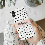 Capa Para iPhone Da Case-Mate Nome do Monograma Moderno | Pastel Pink & Black Po<br><div class="desc">Nome do Monograma Moderno | Pastel Pink & Black Pontos</div>