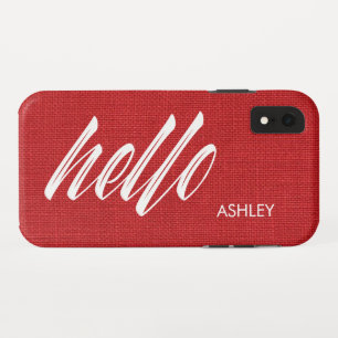 Capa Para iPhone Da Case-Mate Nome do Script White Hello na Foto de Textura do L