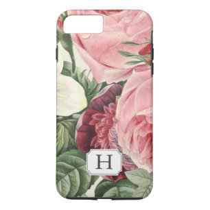 Capa iPhone 8 Plus/7 Plus Nome floral do monograma do jardim elegante do