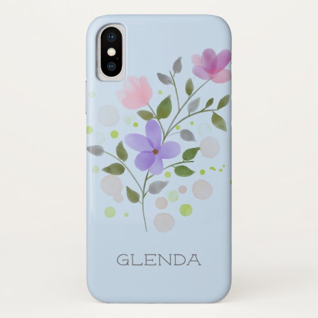 Capa Para iPhone, Case-Mate Nome Glenda com Flores (Verso)