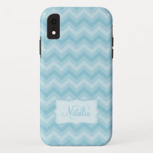 Capa Para iPhone Da Case-Mate Nome inicial azul padrão Zigzag