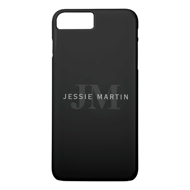 Capa Para iPhone, Case-Mate Nome Moderno e Monograma | Cinzas e preto (Verso)