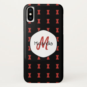 Capa Para iPhone Da Case-Mate Nome Monogrammed do teste padrão vermelho da viú