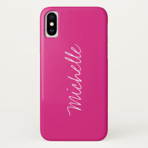 Capa Para iPhone Da Case-Mate Nome personalizado cor-de-rosa magenta sólida
