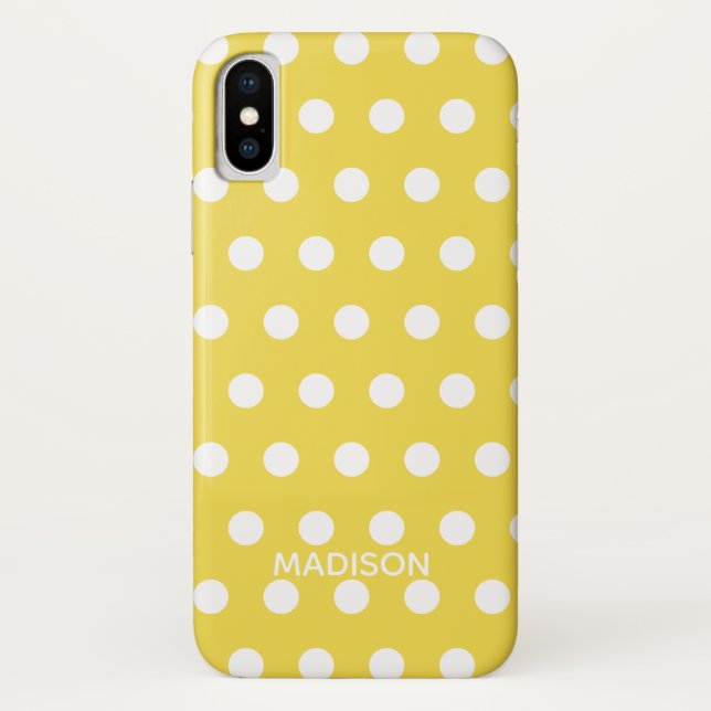 Capa Para iPhone, Case-Mate Nome Personalizado da bolinhas Amarela e branca (Verso)