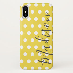 Capa Para iPhone Da Case-Mate Nome Personalizado da Bolinhas Amarela e Branca