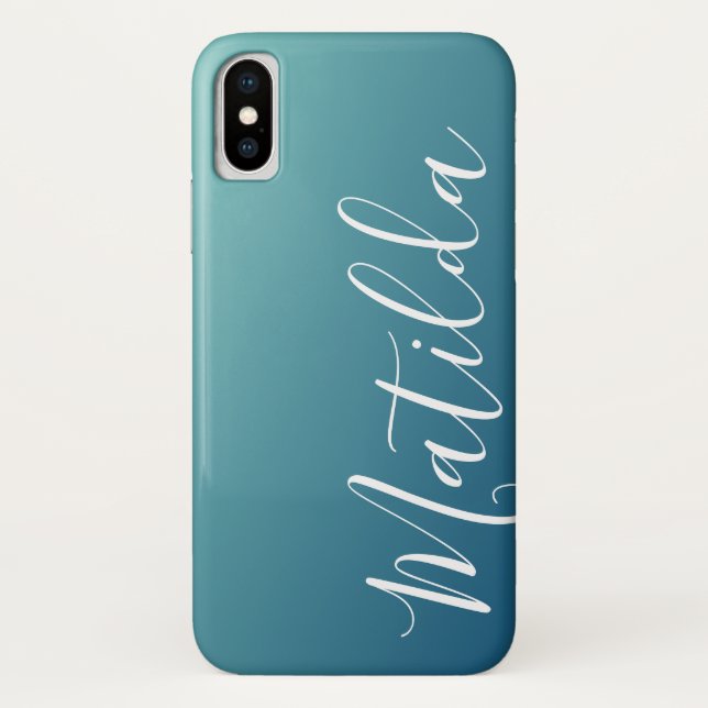 Capa Para iPhone, Case-Mate Nome personalizado da cerceta do marinho de Ombre (Verso)