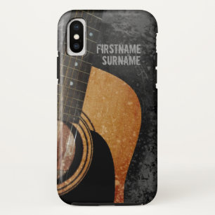 Capa Para iPhone XS Nome Personalizado da Cinza de Violão Acústico