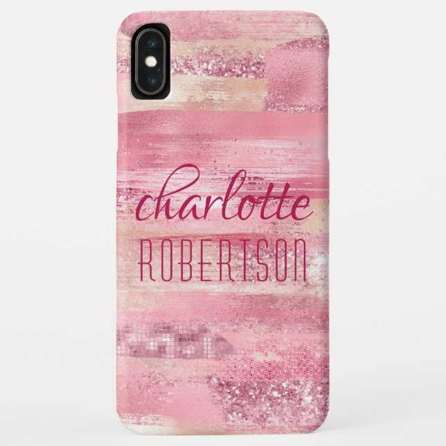 Capa Para iPhone, Case-Mate Nome Personalizado da Girly Shimmer, Cintilante Ro (Verso)