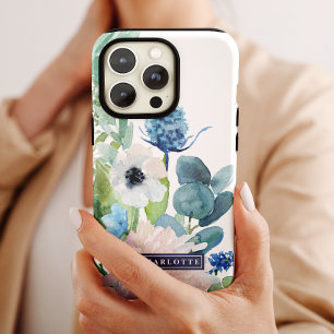 Capa Para iPhone Da Case-Mate Nome Personalizado das Flores Brancas Clássicas