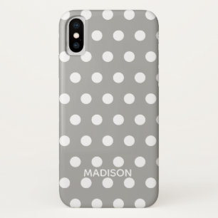 Capa Para iPhone Da Case-Mate Nome Personalizado de bolinhas Branca e Cinza