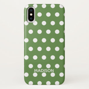 Capa Para iPhone Da Case-Mate Nome Personalizado de bolinhas Verde e Branco