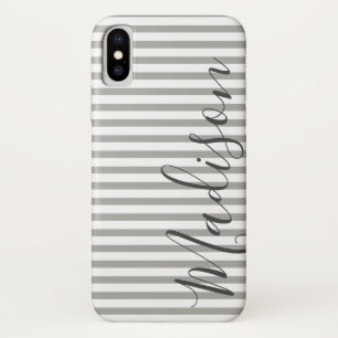 Capa Para iPhone Da Case-Mate Nome Personalizado de cinzas e Listras Brancas