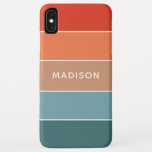 Capa Para iPhone Da Case-Mate Nome Personalizado de Colorção de Terra Colorida M<br><div class="desc">Este design colorido e moderno apresenta um padrão de blocos coloridos em azul,  marrom e laranja com seu nome personalizado #iphone #capas #iphonecases #eletrônicos</div>
