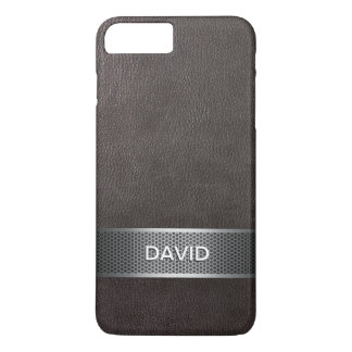 Capa iPhone 8 Plus/7 Plus Nome Personalizado de Couro e Cinto de Aço Moderno