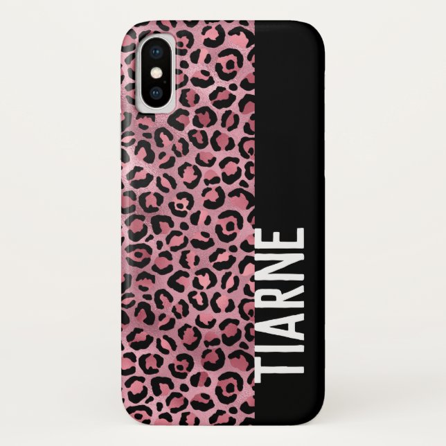 Capa Para iPhone, Case-Mate Nome Personalizado de Impressão do Leopardo Preto  (Verso)