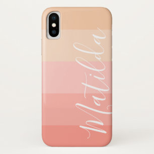 Capa Para iPhone Da Case-Mate Nome Personalizado de Stripe de Ombre de Pele Rosa