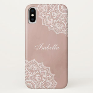 Capa Para iPhone Da Case-Mate Nome Personalizado do Boho Dusty Rosa Mandala