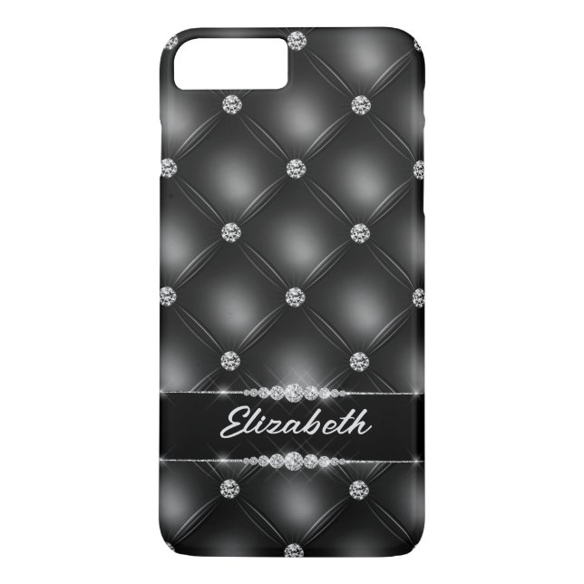 Capa Para iPhone, Case-Mate Nome Personalizado do Diamante do Sparkle Black Bl (Verso)