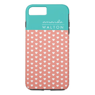 Capa iPhone 8 Plus/7 Plus Nome Personalizado do Padrão Coral e Coral Aqua He