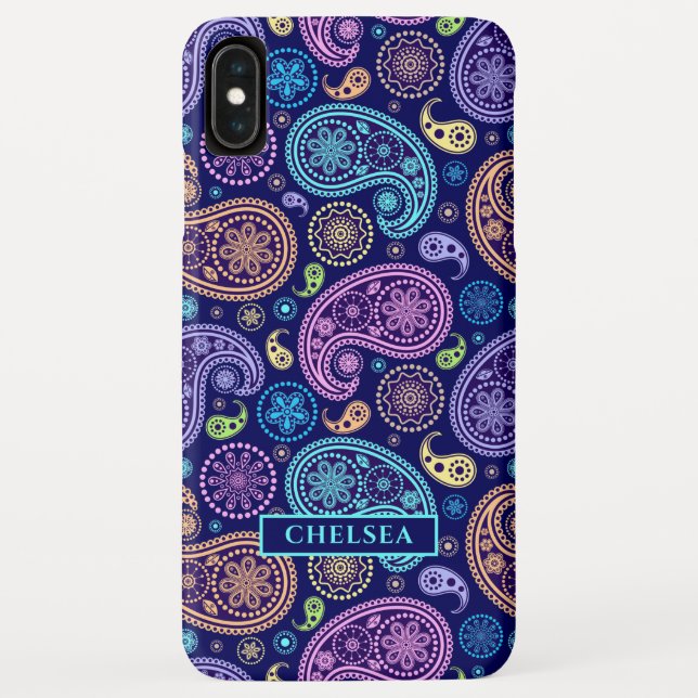 Capa Para iPhone, Case-Mate Nome Personalizado do Padrão de Paisley Moderno (Verso)