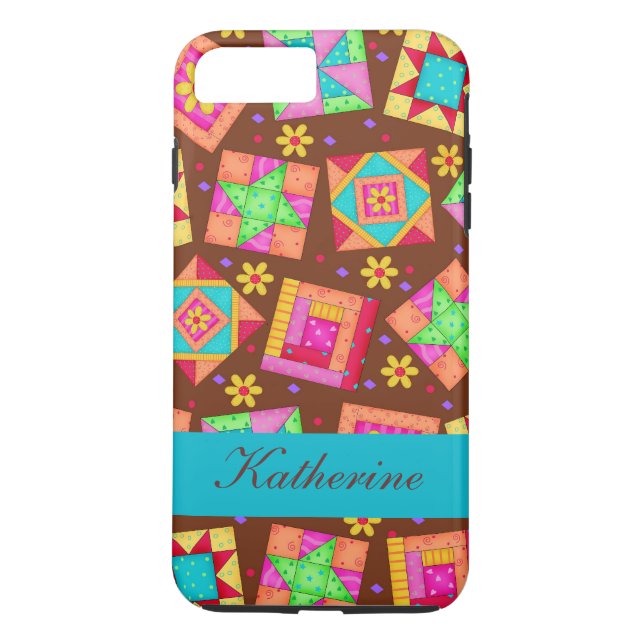 Capa Para iPhone, Case-Mate Nome Personalizado dos Blocos de Patches do Brown  (Verso)