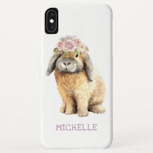Capa Para iPhone Da Case-Mate Nome personalizado floral do coelho de coelho da