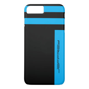 Capa iPhone 8 Plus/7 Plus Nome personalizado minimalista azul e preto modern