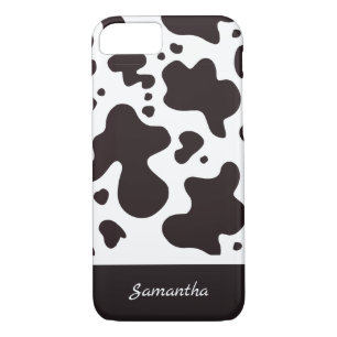 Capa iPhone 8/7 Nome Personalizado  Padrão de vaca moderno e fresc