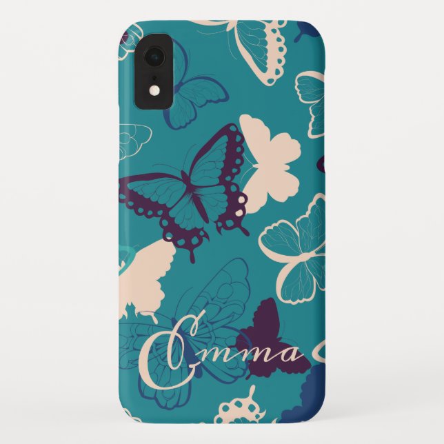 Capa Para iPhone, Case-Mate Nome Personalizado| Padrões de borboleta lindos (Verso)