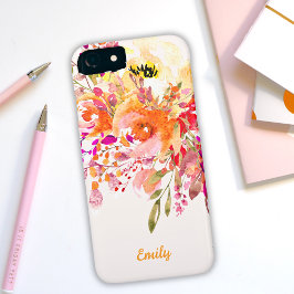Capa iPhone 8/7 Nome Personalizado Romântico Floral Brilhante