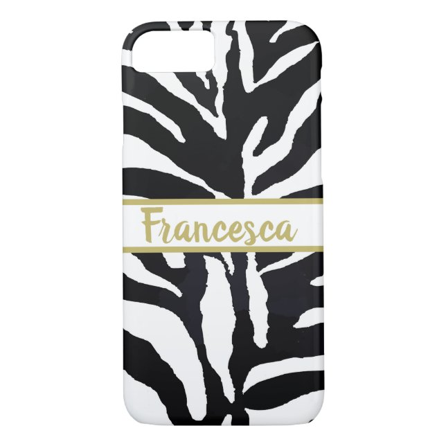 Capa Para iPhone, Case-Mate Nome Pessoal Negro e Branco Zebra (Verso)