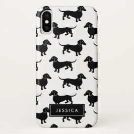 Capa Para iPhone Da Case-Mate Nome preto e branco do costume dos Dachshunds
