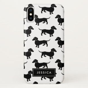Capa Para iPhone Da Case-Mate Nome preto e branco do costume dos Dachshunds