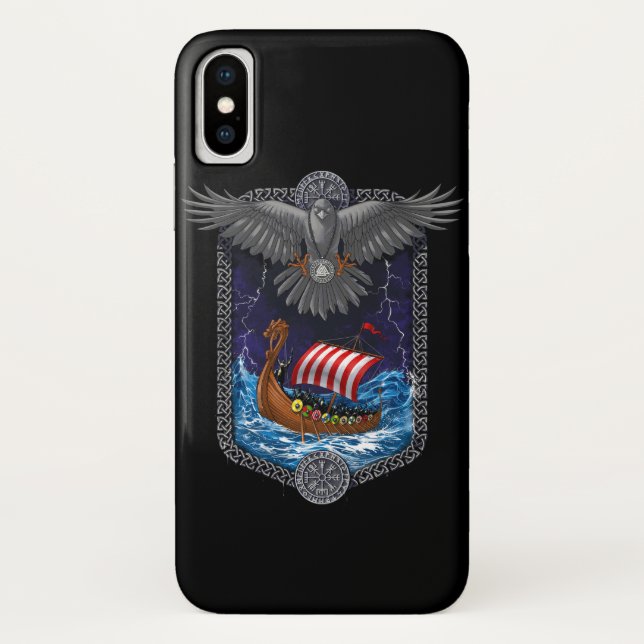 Capa Para iPhone, Case-Mate Nórdico Viking Ship Raven (Verso)