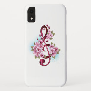 Capa Para iPhone Da Case-Mate Notas de clave de trecho musical com flores de Sak