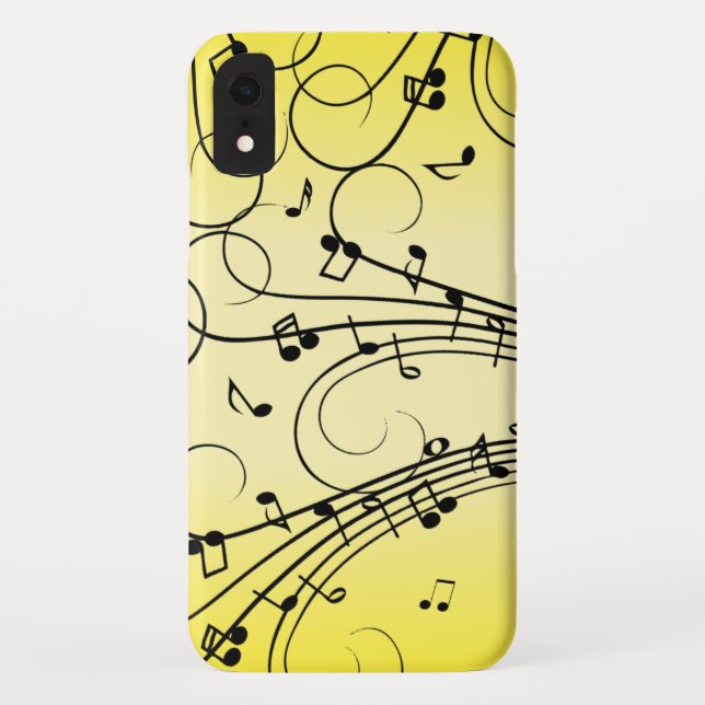 Capa Para iPhone, Case-Mate Notas Musicais Elegantes Amarelo (Verso)