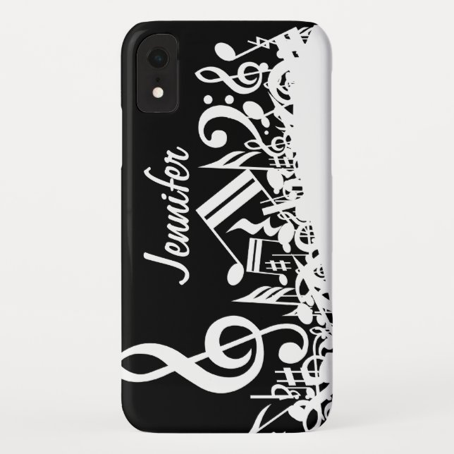 Capa Para iPhone, Case-Mate Notas musicais misturadas brancas personalizadas (Verso)