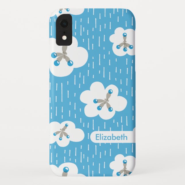Capa Para iPhone, Case-Mate Nuvens E Moléculas De Metano Nome De Geek Azul (Verso)