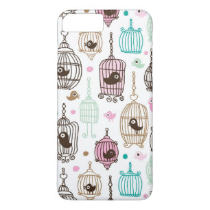 Capa iPhone 8 Plus/7 Plus o amor da gaiola de pássaro caçoa o teste padrã