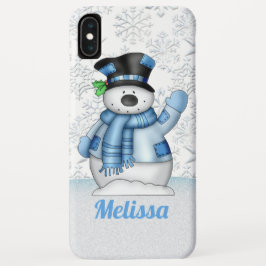 Capa Para iPhone Da Case-Mate O boneco de neve festivo do Natal adiciona o nome