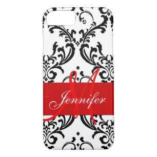 Capa Para iPhone Da Case-Mate O branco preto vermelho Monogrammed roda damasco
