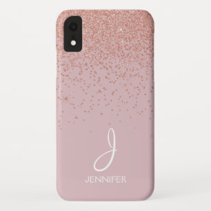 Capa Para iPhone Da Case-Mate O brilho Dourado cor-de-rosa e cora Monogrammed