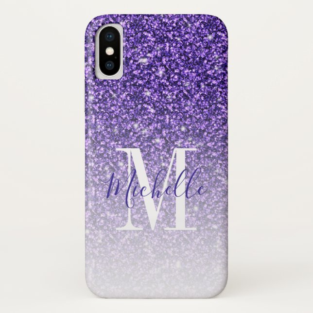 Capa Para iPhone, Case-Mate O brilho roxo feminino Sparkles nome do roteiro do (Verso)